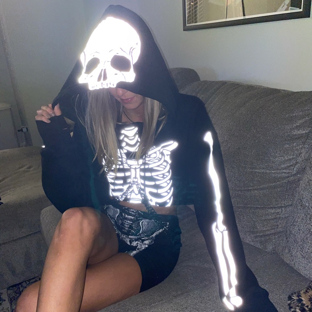 Dolls Kill reflective skeleton costume